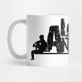 Alone guy siluet black and white Mug